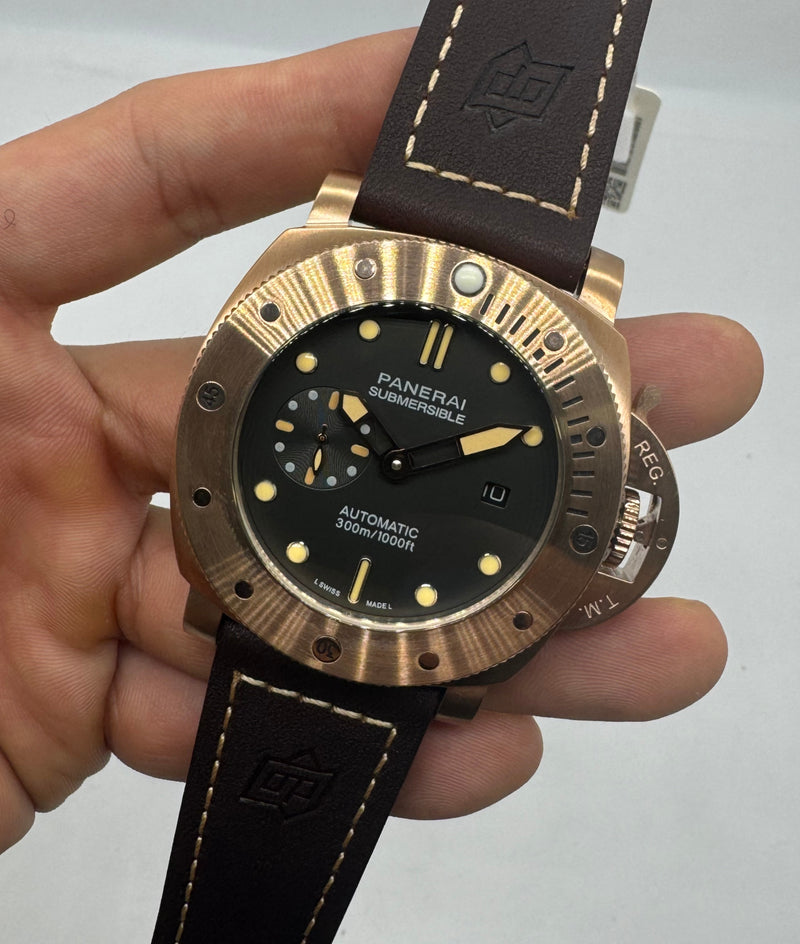 Panerai Submersible 47mm Aço/Rose Mostrador Preto