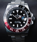 Rolex GMT Master II Coca 40mm Mostrador Preto Luneta Preto/Vermelho