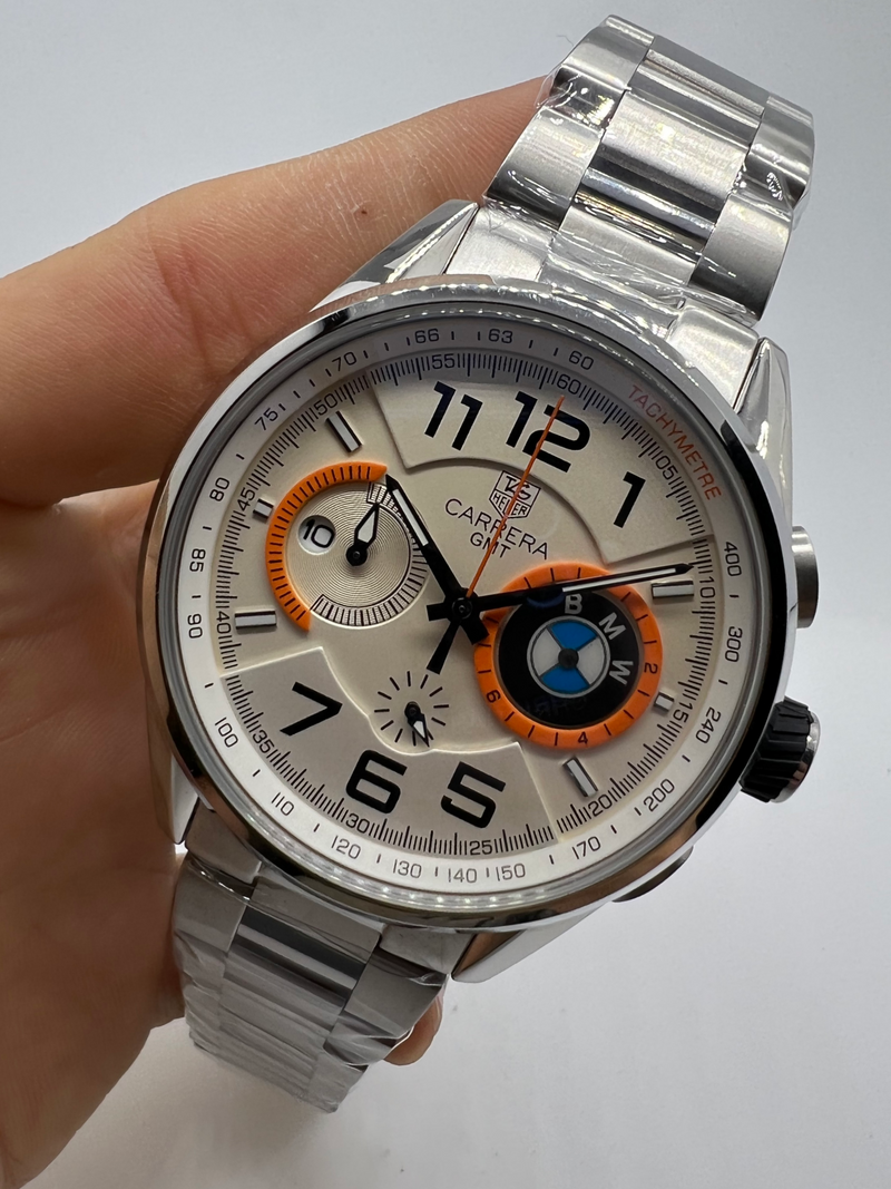 TAG Heuer Carrera BMW Aço 43mm Mostrador Branco