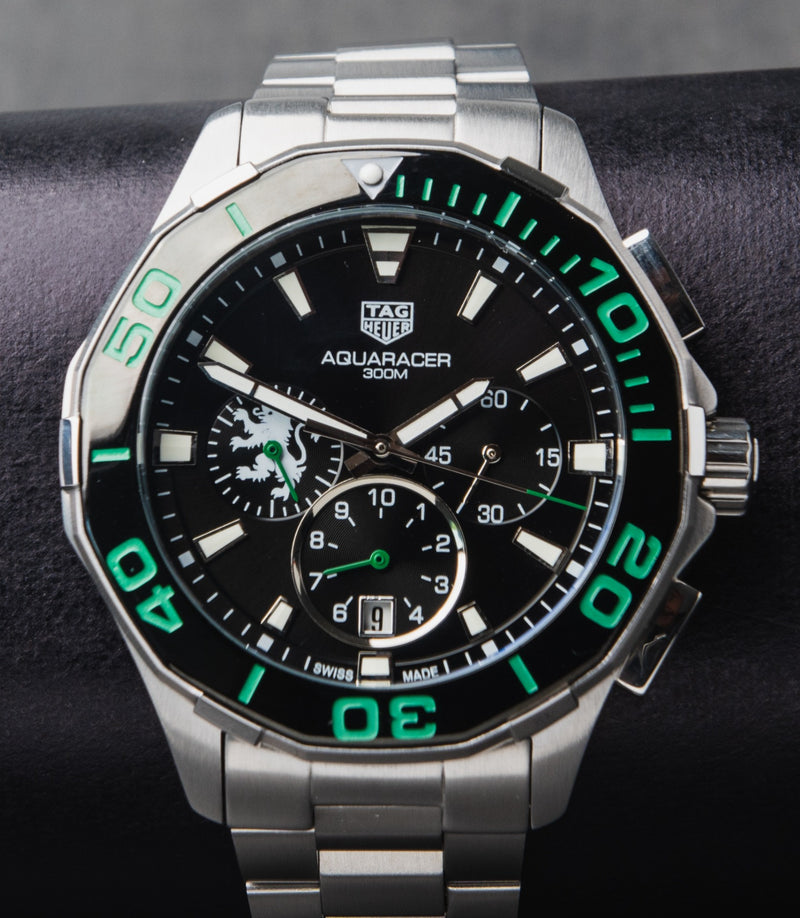 Tag Heuer Aquarecer Cronômetro 43mm Aço Mostrador Preto Bezel Preto