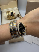 Bvlgari Serpenti Tubogas 02 Volta 35mm Aço/Dourado Mostrador Preto - Cravejado