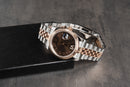 Rolex Datejust 31mm/36mm Aço/Rosé Mostrador Marrom Luneta Canelada