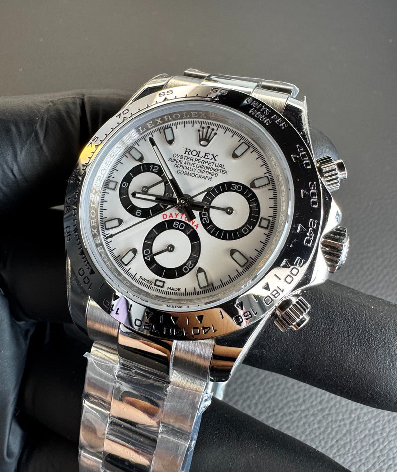 Rolex Daytona 40mm Aço, Mostrador Branco