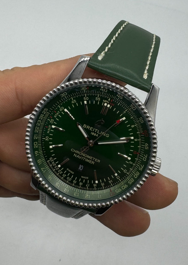 Breitling Navitimer 42mm Aço Pulseira Couro