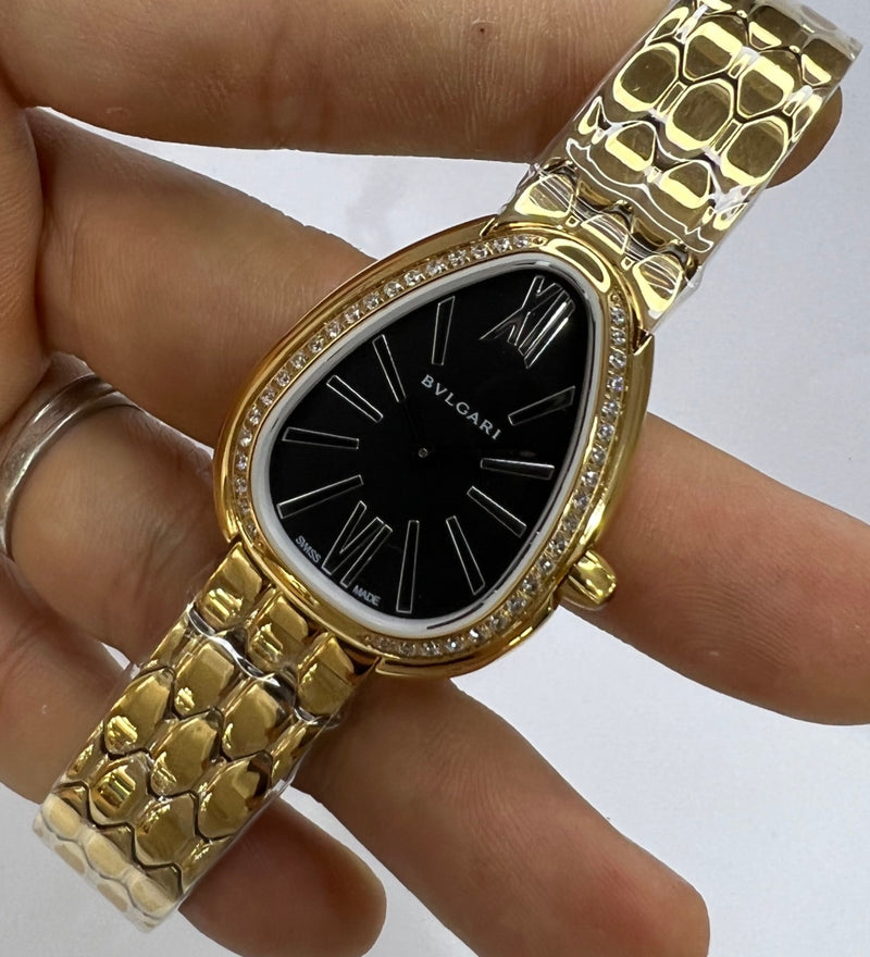 Bvlgari SERPENTI SEDUTTORI 33mm Dourado - Mostrador Preto - Bezel Crav.