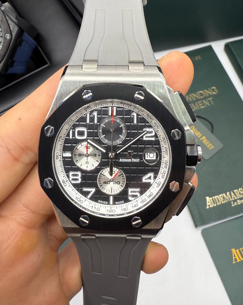 Audemars Piguet Royal Oak Offshore 44mm Mostrador Preto Bezel Aço/OxBlack