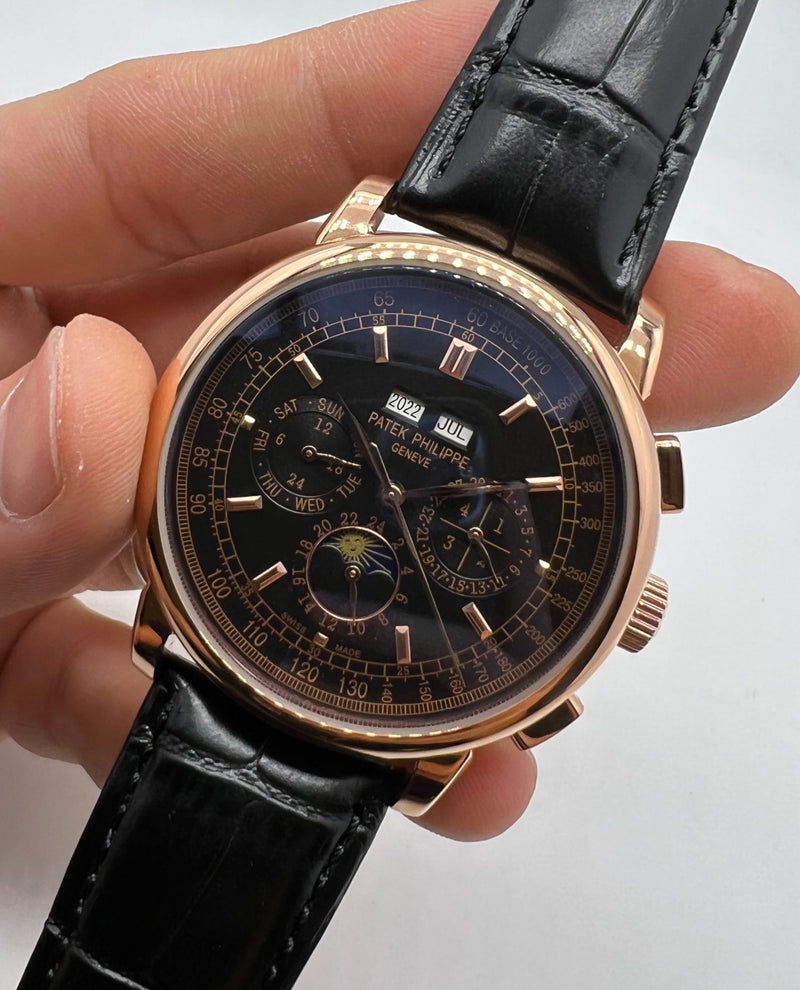 Patek Phillippe Fases da Lua 42mm Aço Pulseira Couro