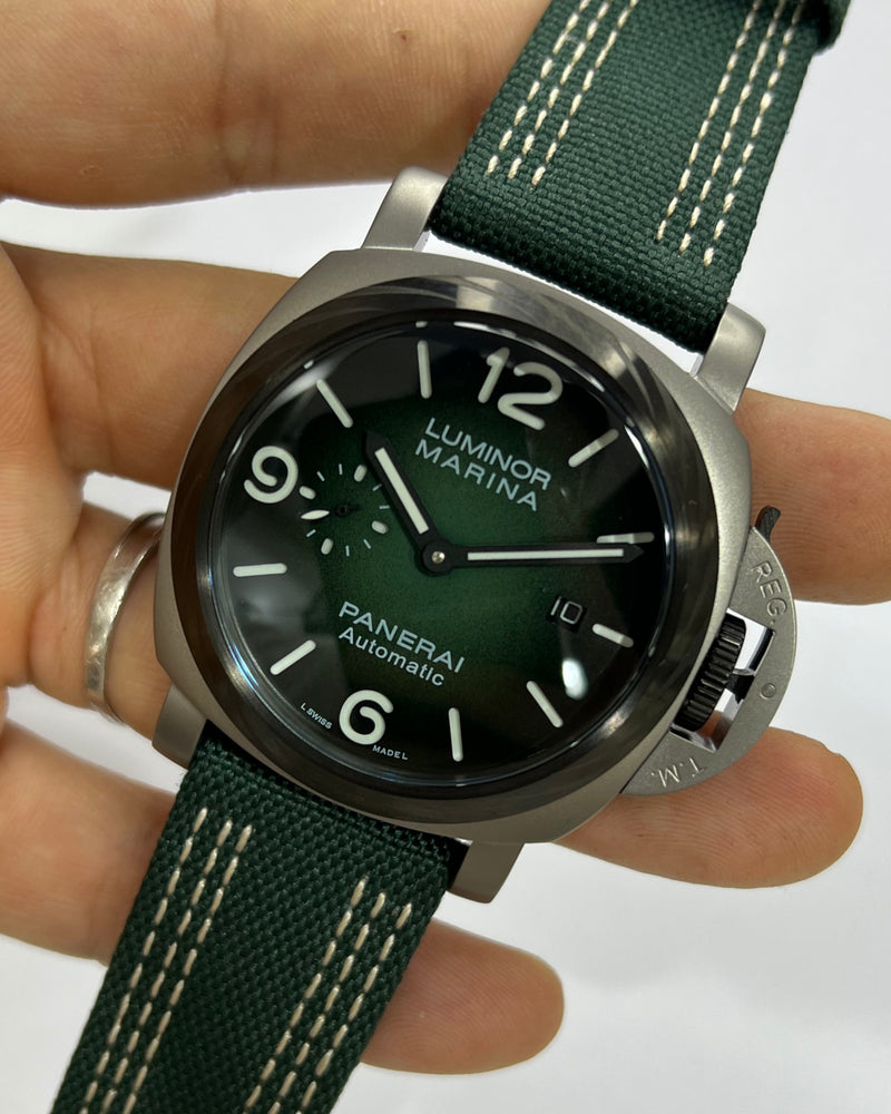 Panerai Luminor Marina 44mm Aço Mostrador Verde Pulseira Nylon