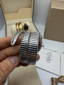 Bvlgari Serpenti Tubogas 02 Volta 35mm Aço Mostrador Prata - Cravejado