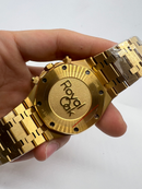 Audemars Piguet R.O. Dourado Mostrador Branco Bezel Pedras