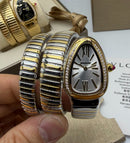 Bvlgari Serpenti Tubogas 02 Volta 35mm Aço/Dourado Mostrador Prata - Cravejado