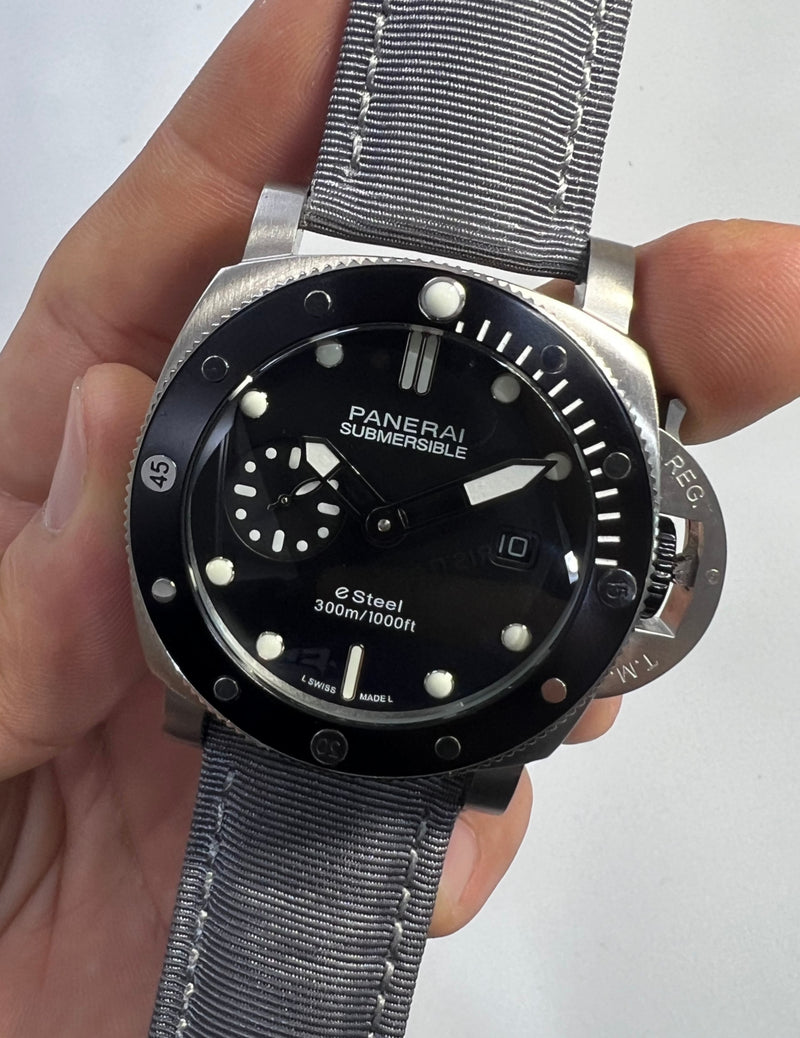 Panerai Luminor Submersible 44mm Aço Mostrador Preto, Puls. Nylon