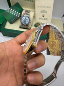 Rolex Datejust 41mm - Aço/Ouro* - Mostrador Branco - Pulseira Jubilee - CLONE