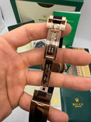 Rolex Daytona 40mm Aço Rose Mostrador Prata Luneta Preta, Pulseira OysterFlex
