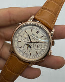 Patek Phillippe Fases da Lua 42mm Aço/Rose, Pulseira Couro