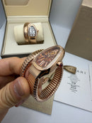 Bvlgari Serpenti Tubogas 01 Volta 35mm Aço/Rose Mostrador Chocolate - Cravejado
