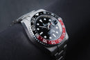 Rolex GMT Master II Coca 40mm Mostrador Preto Luneta Preto/Vermelho
