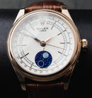 Rolex Cellini Moonphase Rosé 39mm Mostrador Branco Luneta Canelada