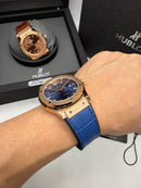 Hublot Classic Fusion 45mm Aço/Rose, Mostrador Azul