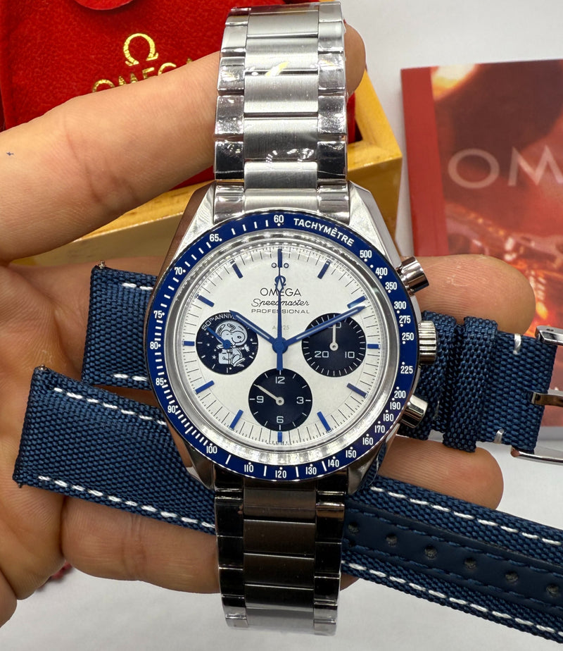 Omega Speedmaster 42mm Silver Snoopy Aniversário de 50 anos CLONE