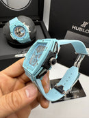 Hublot Spirit Of Big Bang Blue Magic 42mm, Aço Mostrador Azul Esqueleto