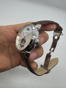 Patek Phillippe Fases da Lua Turbilhão 42mm Aço, Pulseira Couro