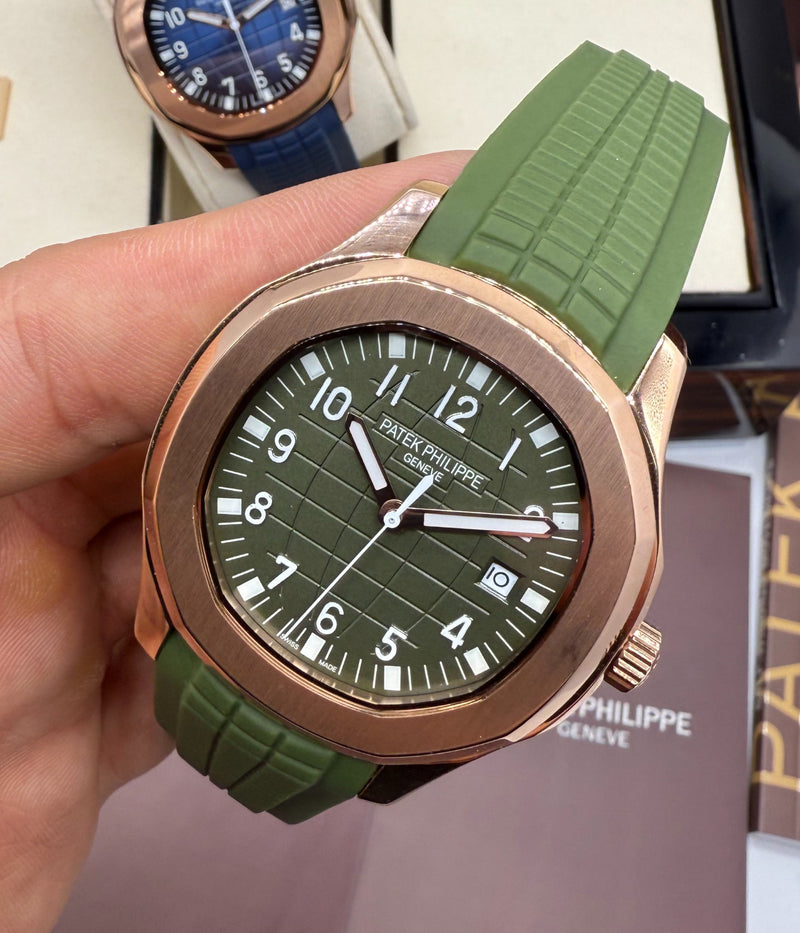 Patek Philippe Aquanaut 41mm Aço/Rose Mostrador Verde