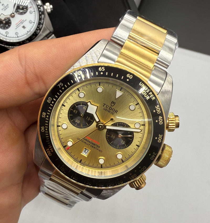 Tudor Black Bay Chrono S&G Aço/Dourado 41mm, Mostrador Dourado - Oyster