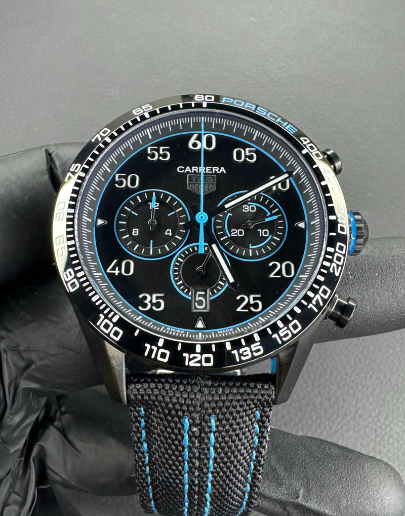 TAG Heuer Carrera Chronograph x Porsche, Aço 44mm Pulseira Lona