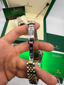 Rolex Date-Just 31mm/36mm Aço/Dourado, Mostrador Verde, Luneta Canelada