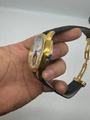Cartier Drive 41mm Turbilhão Aço/Dourado  - Mostrador Branco - Pulseira Couro