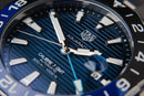 Tag Heuer Aquarecer Cal. 7 GMT 43mm Aço Mostrador Azul Luneta Preto/Azul