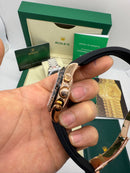 Rolex Daytona 40mm Aço Rose Mostrador Prata Luneta Preta, Pulseira OysterFlex