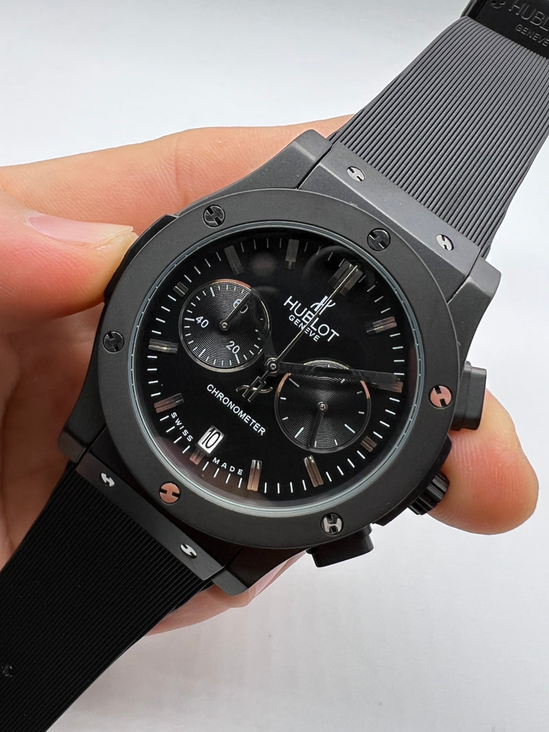 Hublot Classic Chrono OxiBlack 45mm Mostrador Preto Bisel Aço
