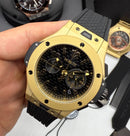 Hublot Big Bang 20th Anniversary King Aço/Dourado 43mm, Mostrador Preto