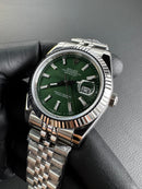 Rolex Datejust 41/36mm Aço Mostrador Verde, Luneta Canelada