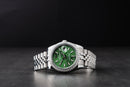 Rolex Datejust 36mm Aço Mostrador Verde-Folhas Luneta Cravejada