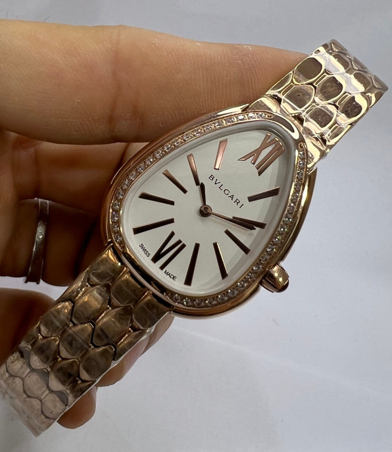 Bvlgari SERPENTI SEDUTTORI 33mm Rosè - Mostrador Branco - Bezel Crav