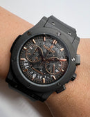 Hublot Classic Chrono OxiBlack 45mm Mostrador Preto Bisel Aço