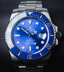 Rolex Submariner Date Smurf 40mm Aço Mostrador Azul Luneta Azul