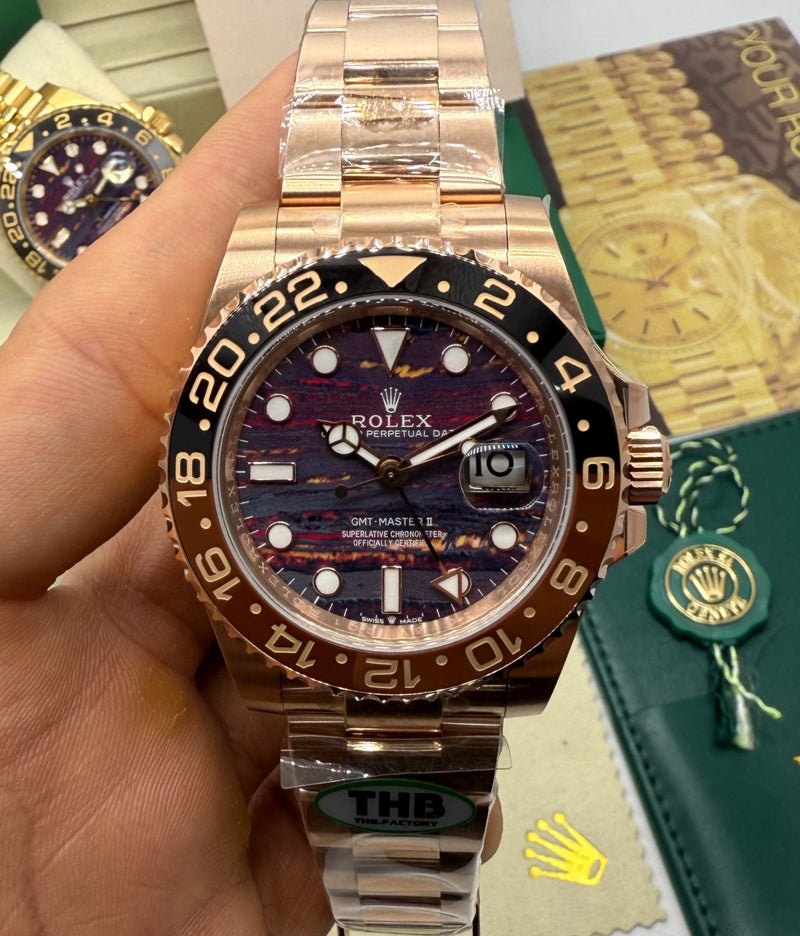 Rolex GMT-Master ll AllGold* 40mm - Mostrador Olho de Ferro - CLONE