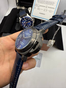 Panerai Luminor Marina 44 mm Aço/OxCarbon Mostrador Azul - Pulseira Couro