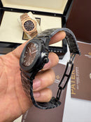 Patek Philippe Nautilus 39mm Aço/OxBlack, Mostrador Cinza