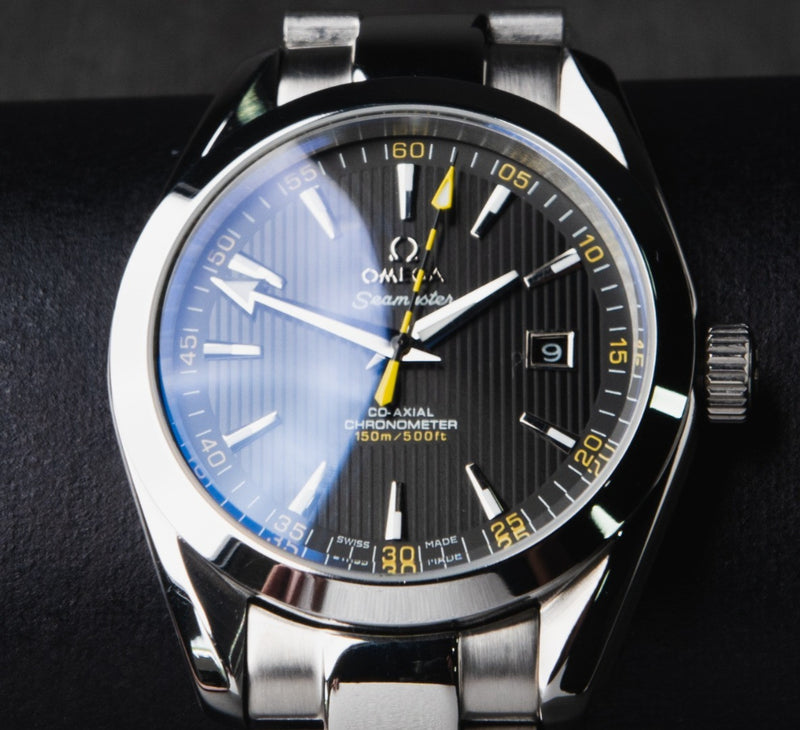 Omega Aquaterra 41,5mm Aço Mostrador Preto Luneta Lisa