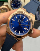 Vacheron Constantin Overseas Aço/Rose 40mm, Mostrador Azul