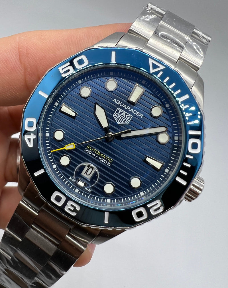 Tag Heuer Aquarecer 300, 43mm, Aço, Mostrador Azul Bezel Azul