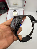Cartier Santos 40mm - Aço Mostrador Azul - Pulseira Borracha
