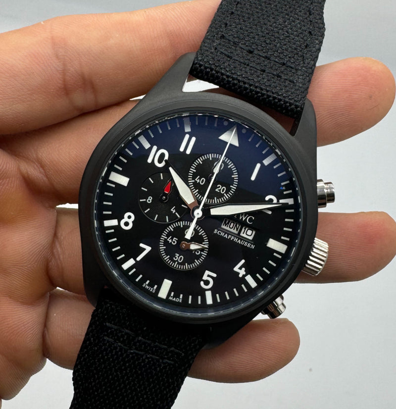 IWC Aviador Cronógrafo TOP GUN 41mm Aço OxBlack