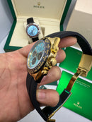 Rolex Daytona 40mm Dourado Mostrador Ice Blue Luneta Preta