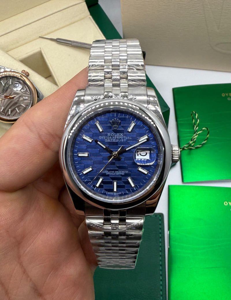 Rolex DateJust 41/36mm Aço, Mostrador Azul, Pulseira Oyster